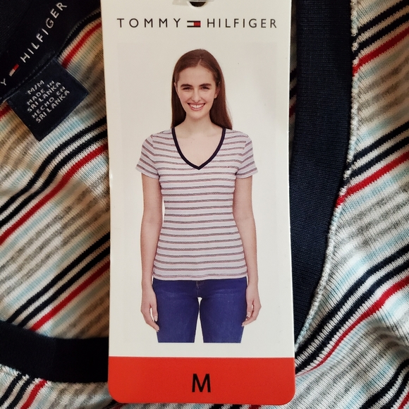 Tommy Hilfiger Tops - Tommy Hilfiger NWT Short Sleeve T-Shirt Ted, White. Blue, Gray Stripes S…
